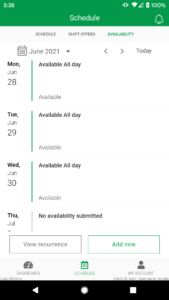 Wyrker Schedule: Showing All Availability